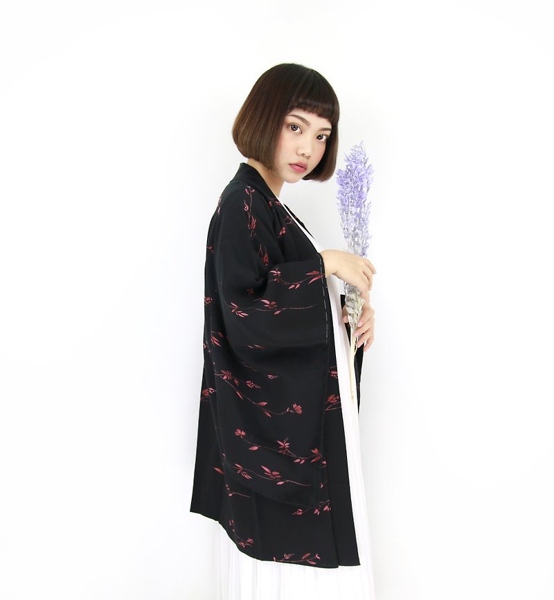 Back to Green::日本带回和服 羽织 迷幻粉紫干燥花 //男女皆可穿// vintage kimono (KI-131) - 女装休闲/机能外套 - 丝．绢 