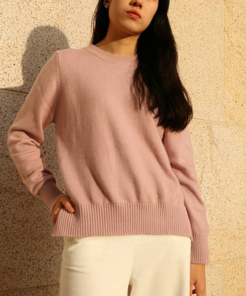 藕粉色侧开岔喀什米尔毛衣(可订做其他颜色) - 女装针织衫/毛衣 - 羊毛 