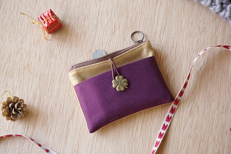 小钱包 交换礼物 布作钱包 小财布  帆布 - 皮夹/钱包 - 棉．麻 紫色