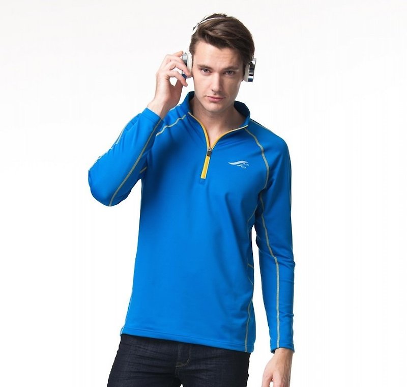 MIT 长袖立领运动衫 - 男装运动衣 - 聚酯纤维 蓝色