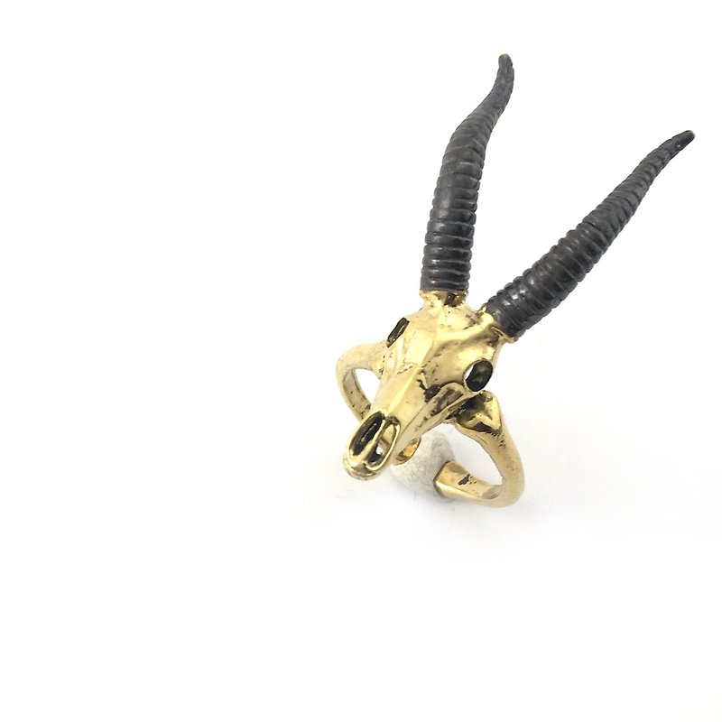 Zodiac Sea-Goat skull ring is for Capricorn in Brass and oxidized antique color ,Rocker jewelry ,Skull jewelry,Biker jewelry - 戒指 - 其他金属 