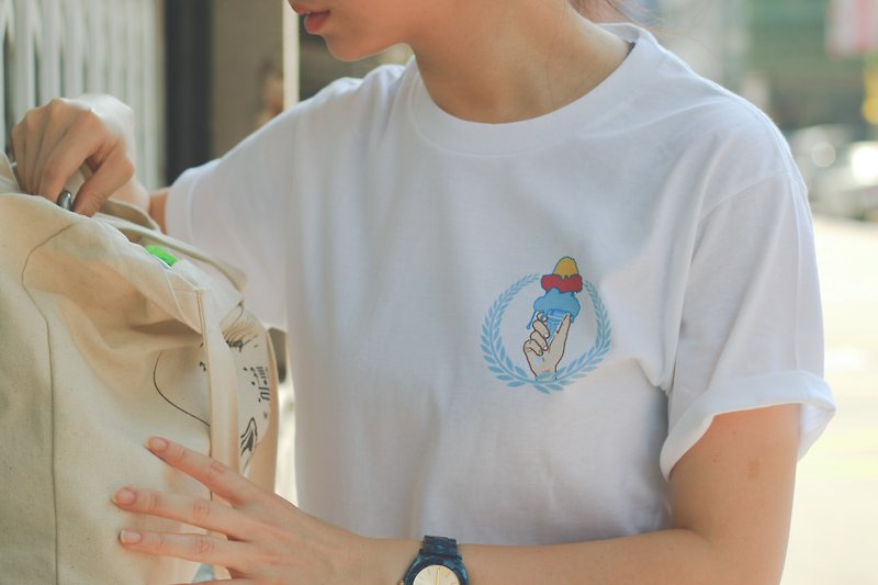 Deerhorn design / 鹿角 圣火就像一支冰 T-shirt - 女装 T 恤 - 棉．麻 白色