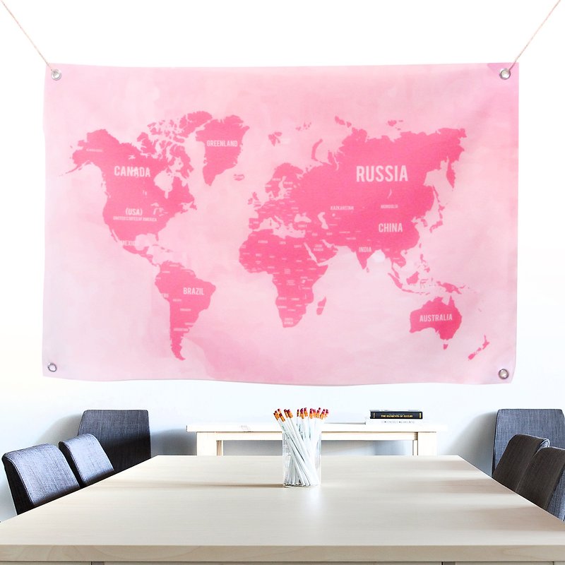 定制化世界地图布幔 粉红 - 墙贴/壁贴 - 其他材质 粉红色