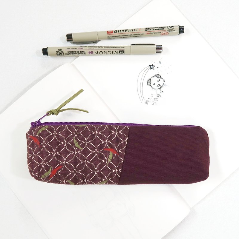 不多 少笔控的笔袋 辣椒 - 铅笔盒/笔袋 - 棉．麻 紫色