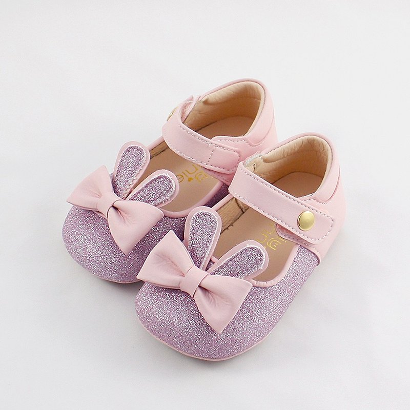台湾手工制造兔子跳跳寳寳鞋娃娃鞋-粉色 - 童装鞋 - 真皮 
