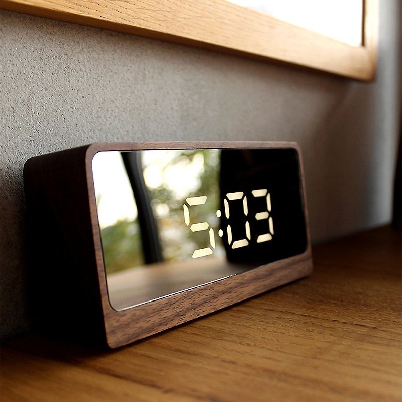 【现货】LED原木镜面时钟 - 时钟/闹钟 - 木头 咖啡色