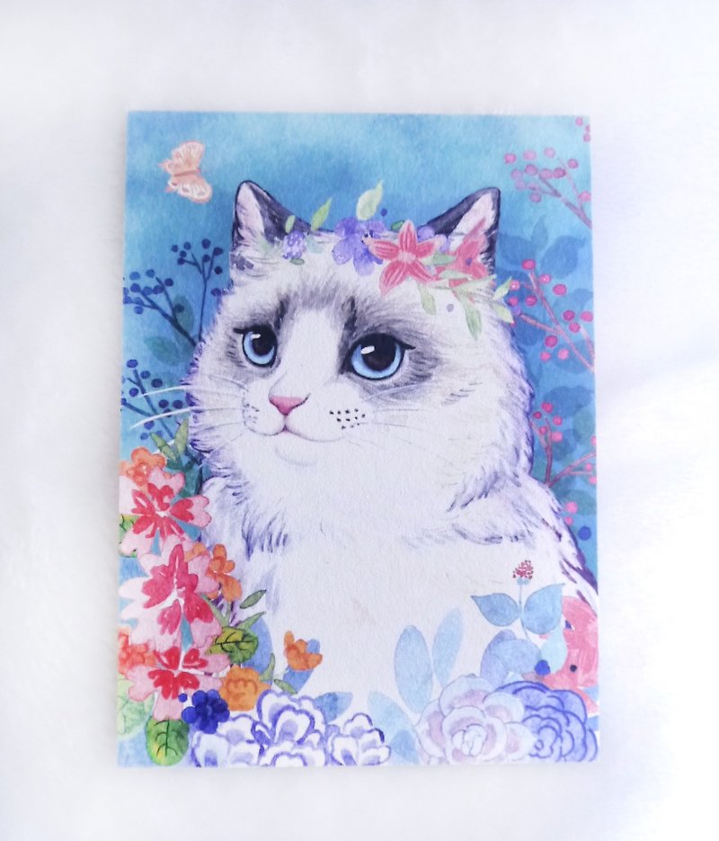 手绘创作明信片-布偶猫小花园 - 卡片/明信片 - 纸 多色