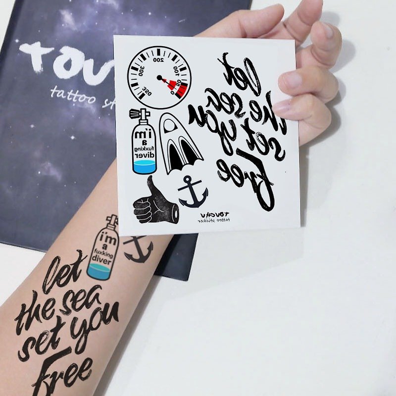 TU纹身贴纸-潜水员主题／刺青／防水纹身／原创／ - 纹身贴 - 纸 多色