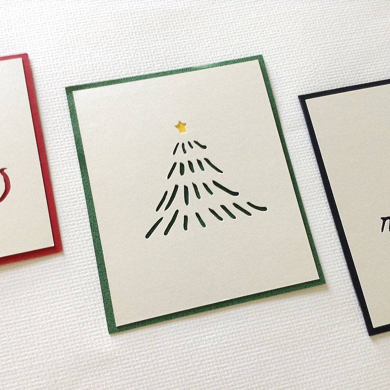 圣诞磁卡- 圣诞树 / 单张附信封 - 卡片/明信片 - 纸 绿色