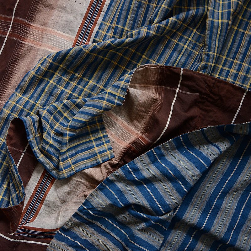 旧布靛蓝染色棉拼布疯狂图案日本复古布料纺织翻拍材料 - 墙贴/壁贴 - 棉．麻 多色