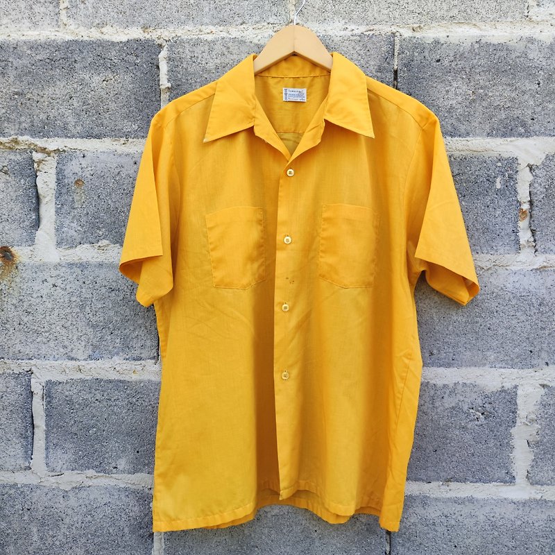 复古 60 年代 Penney's Towncraft 短袖 Penn-Prest 黄色衬衫 - 男装衬衫 - 棉．麻 黄色