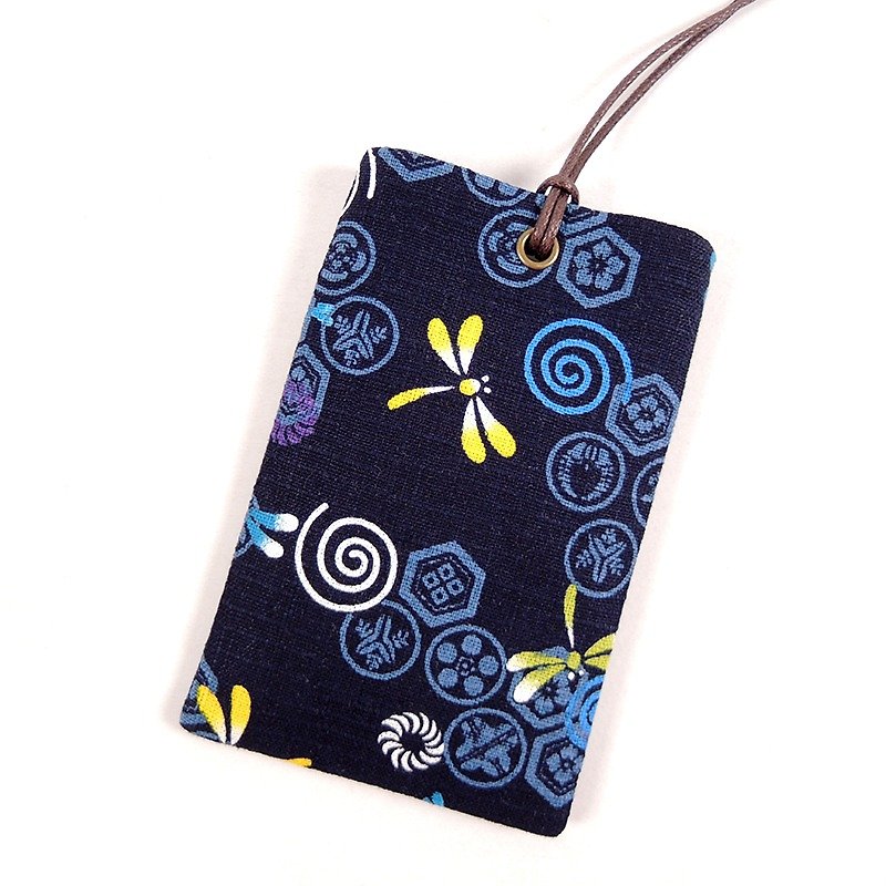 悠游卡 证件套 名片卡套 -和风蜻蜓 - 行李吊牌 - 棉．麻 蓝色
