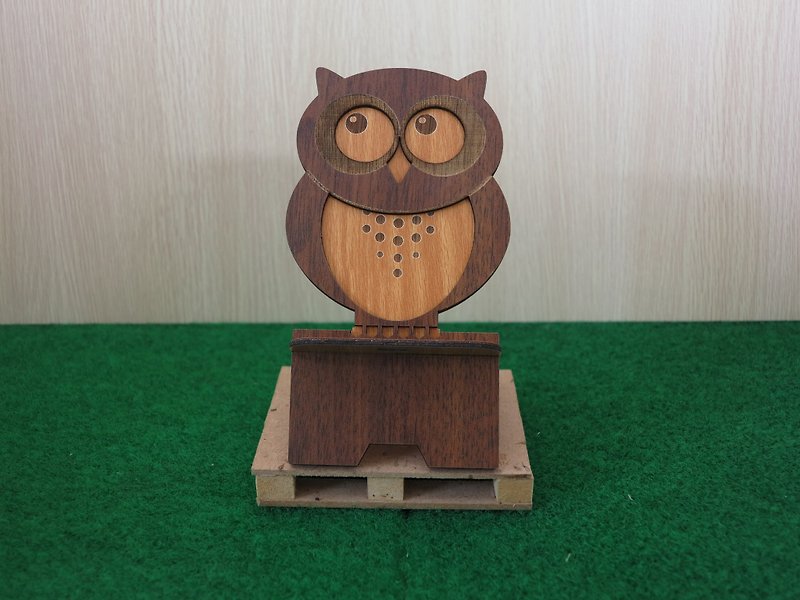 【教师节礼物】木头手机座─猫头鹰 - 摆饰 - 木头 咖啡色