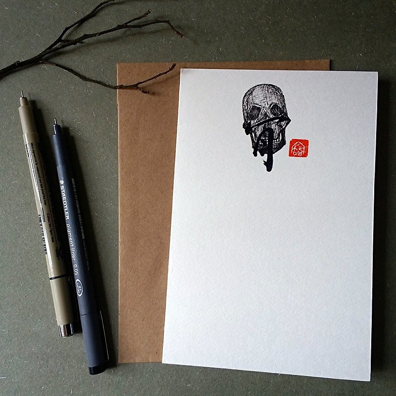 手写手绘图字设计卡(骷髅骨) - 卡片/明信片 - 纸 多色