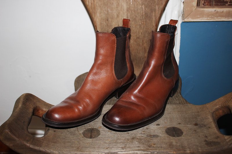 S111(Vintage)意大利制咖啡色靴子皮鞋(23.5cm)Size:37 - 女款休闲鞋 - 真皮 咖啡色