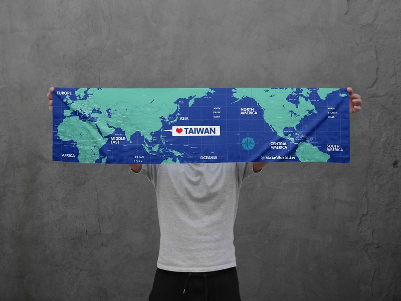 Make World 地图制造运动毛巾 (湛蓝) - 运动配件 - 聚酯纤维 