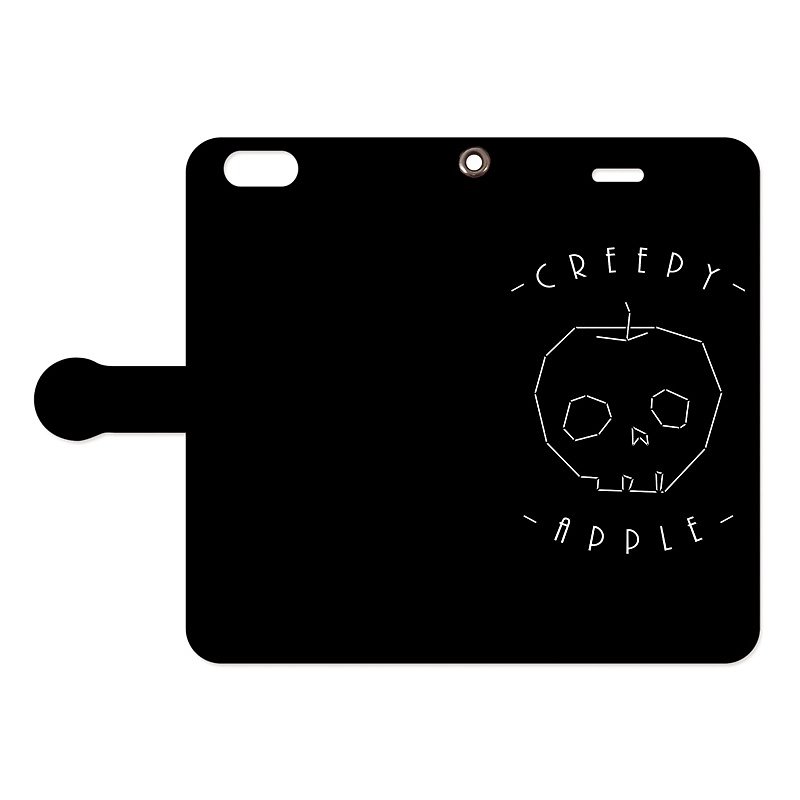 [手帳型iPhoneケース] Creepy apple / black - 手机壳/手机套 - 真皮 黑色
