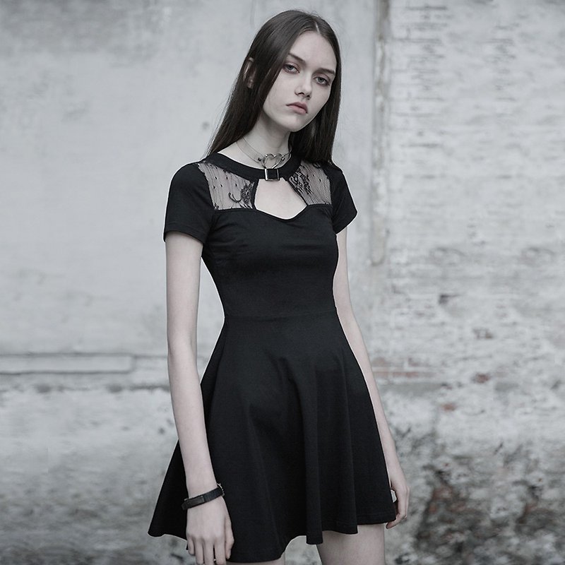哥德少女蕾丝镂空连衣裙 - 洋装/连衣裙 - 其他材质 黑色