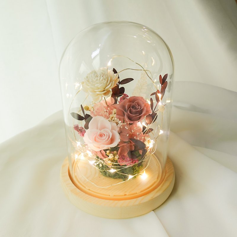 夜灯长型玻璃罩盅-粉色小花 - 干燥花/捧花 - 植物．花 粉红色