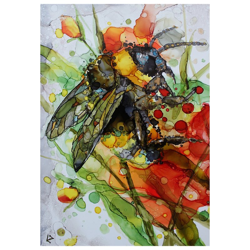 画大黄蜂的花原画22*31cm - 墙贴/壁贴 - 其他材质 多色