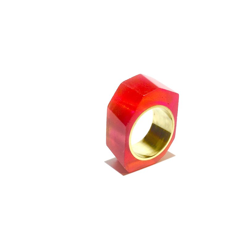 PRISMリング　ゴールド・赤 - 戒指 - 其他金属 红色
