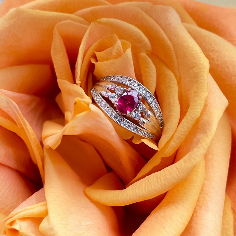 欧式优雅红宝石戒指 纯银 订制 天然 红宝石 - 戒指 - 宝石 红色