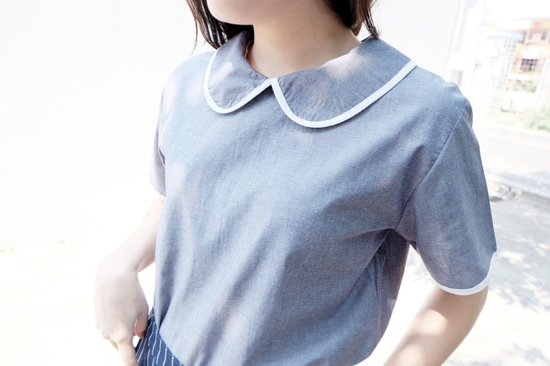 Dolly Top : Grey color // Cotton - 女装衬衫 - 其他材质 灰色