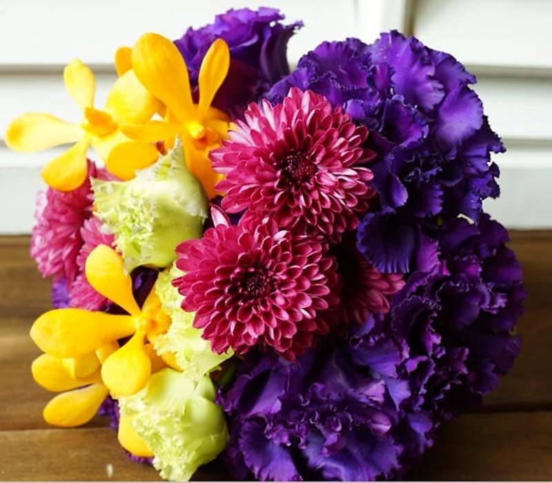 定制新娘捧花胸花手腕花设计(富丽风格) - 干燥花/捧花 - 植物．花 紫色