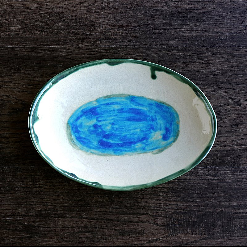 青の湖水・オーバルプレート - 盘子/餐盘/盘架 - 陶 蓝色