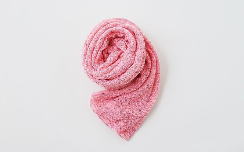 モヘアリネンニットストール　ピンク - 丝巾 - 棉．麻 粉红色