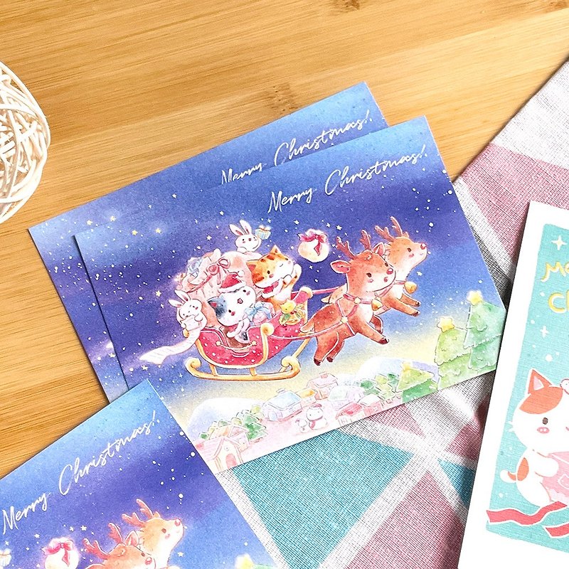 秘密猫 礼物发送 圣诞节明信片 - 卡片/明信片 - 纸 紫色