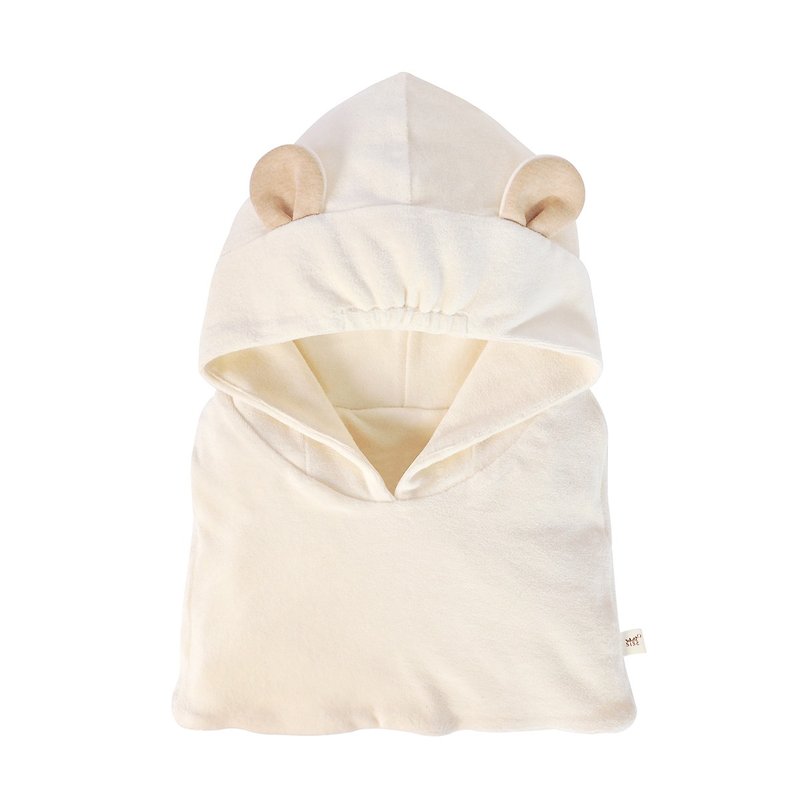 【SISSO有机棉】 熊熊围巾帽 - 婴儿帽/发带 - 棉．麻 白色