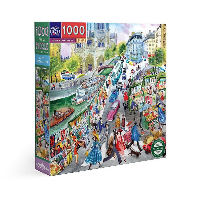 eeBoo 1000片拼图-Paris Bookseller1000 Piece Puzzle 巴黎书摊 - 拼图 - 纸 蓝色
