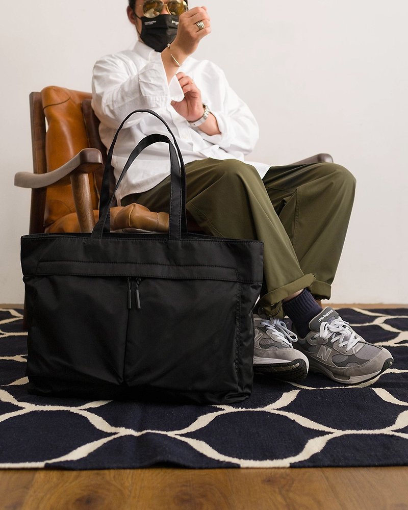 环保尼龙托特包 大容量购物袋 休闲通勤包 - 手提包/手提袋 - 尼龙 黑色