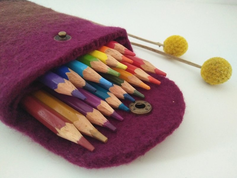 miniyue 羊毛毡 渐层双层笔袋 台湾制造 限量手工 - 铅笔盒/笔袋 - 羊毛 紫色