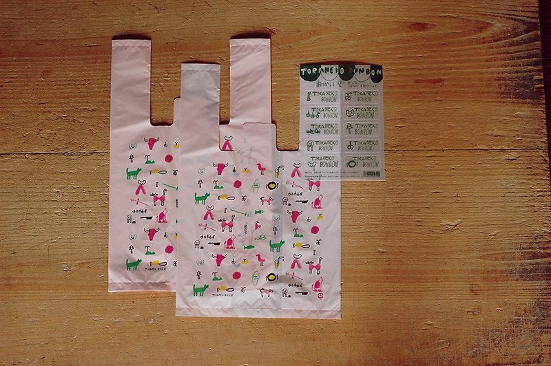 仓敷意匠 TORANEKO BONBON 塑胶袋+贴纸【S 粉色 (99217-01)】 - 其他 - 塑料 粉红色