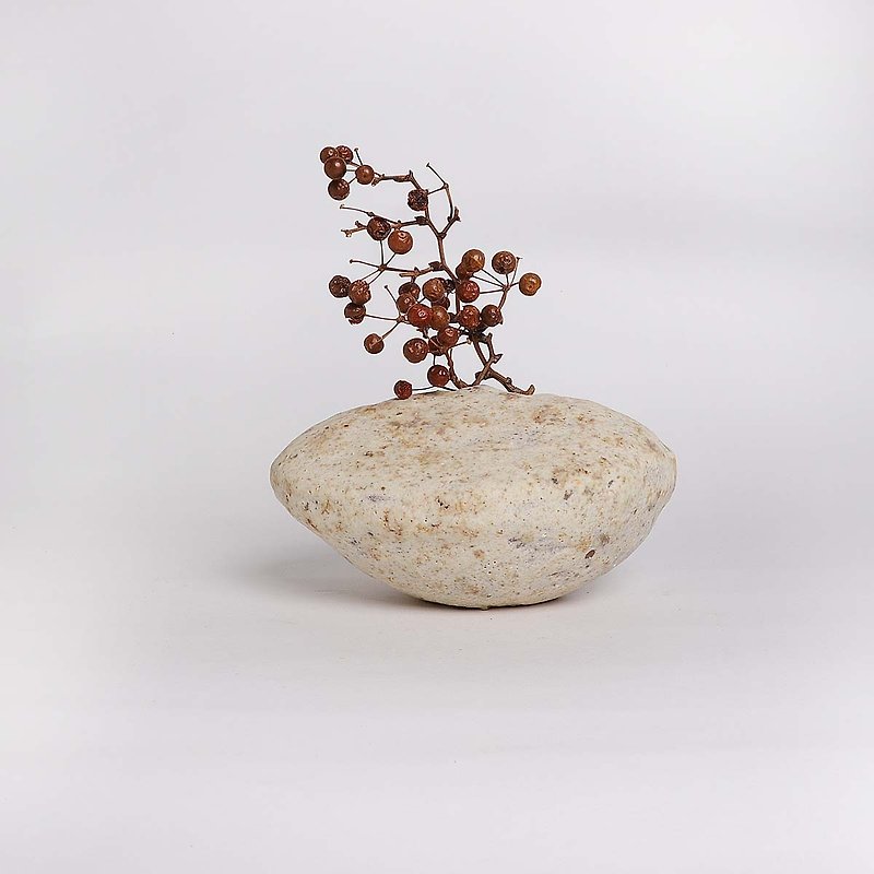 灰釉仿石花器 - 花瓶/陶器 - 陶 白色