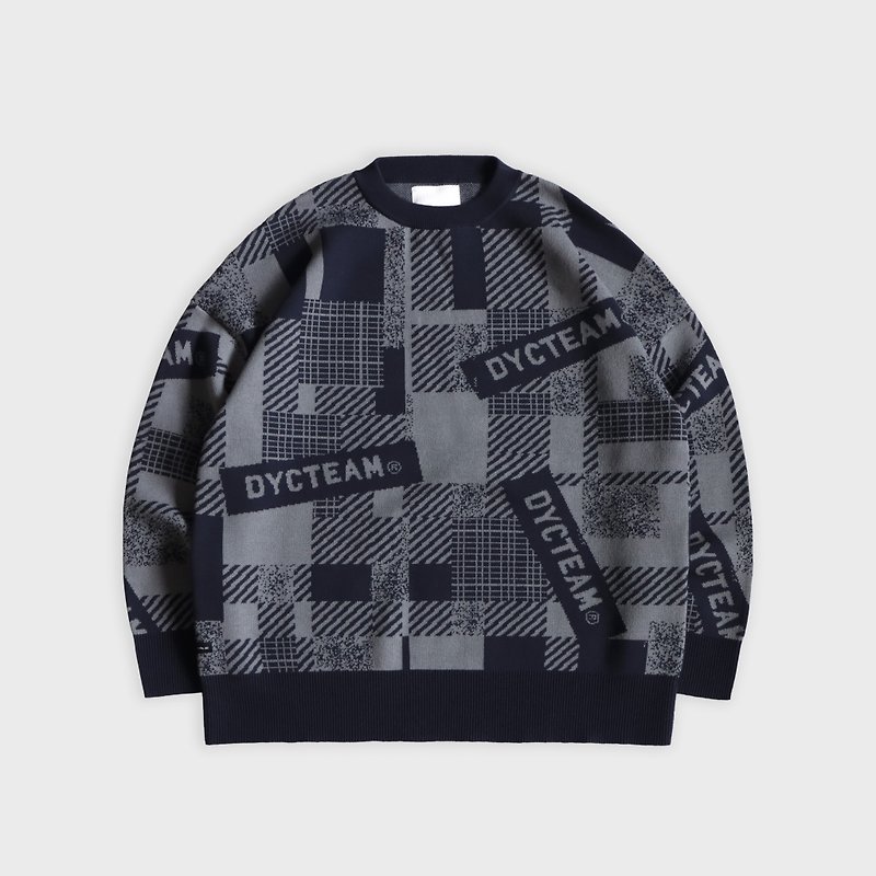 DYCTEAM - Logo pattern knitted sweater (dark/blue) - 男装针织衫/毛衣 - 其他材质 蓝色