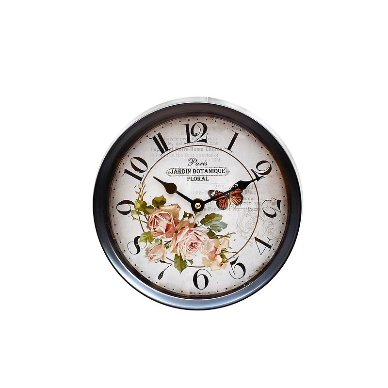 【时钟】壁钟-蝴蝶玫瑰 - 时钟/闹钟 - 玻璃 黑色