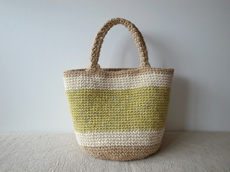 麻ひもバッグ LimeMix bag - 手提包/手提袋 - 棉．麻 黄色