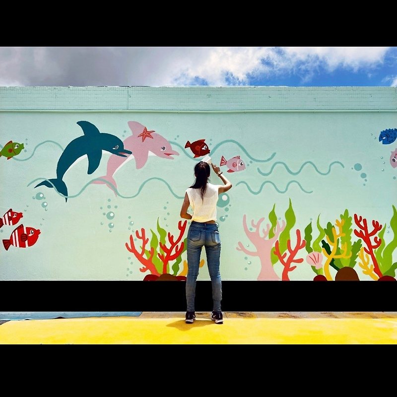 【 香港壁画 】客制化设计服务—家居住宅餐厅学校校园外墙工程 - 墙贴/壁贴 - 其他材质 红色