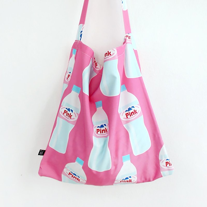 粉色 水瓶 侧背 环保袋 帆布包 大收纳 - 侧背包/斜挎包 - 纸 粉红色