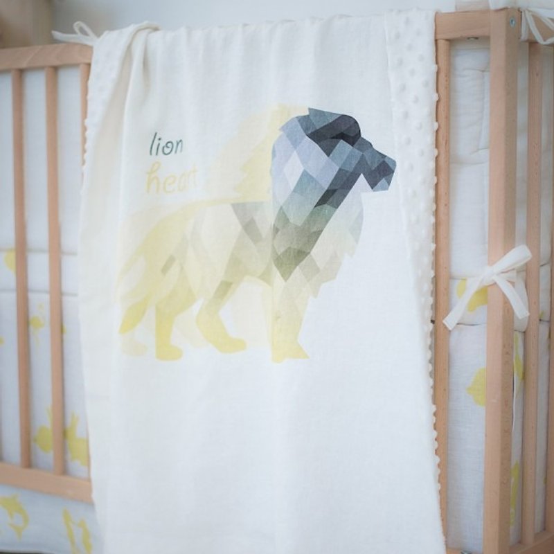 Linen quilt with lion print - 被子/毛毯 - 棉．麻 