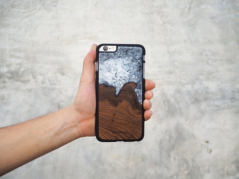 "LIGHT BLACK PEARL" - wooden case phone - 平板/电脑保护壳 - 木头 灰色