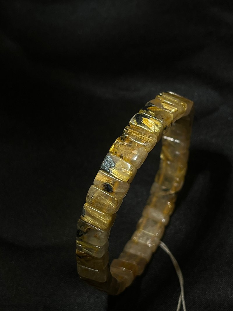 钛金 手排 钛晶手排 钛晶手珠 顺丝钛金 钛金 Titaniu 母矿钛金 - 手链/手环 - 水晶 金色