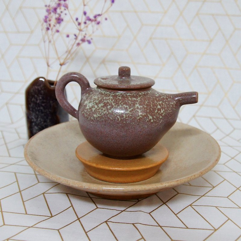两件式黄昏壶承,茶船,盏托,茶托子-直径约18厘米 - 茶具/茶杯 - 陶 橘色