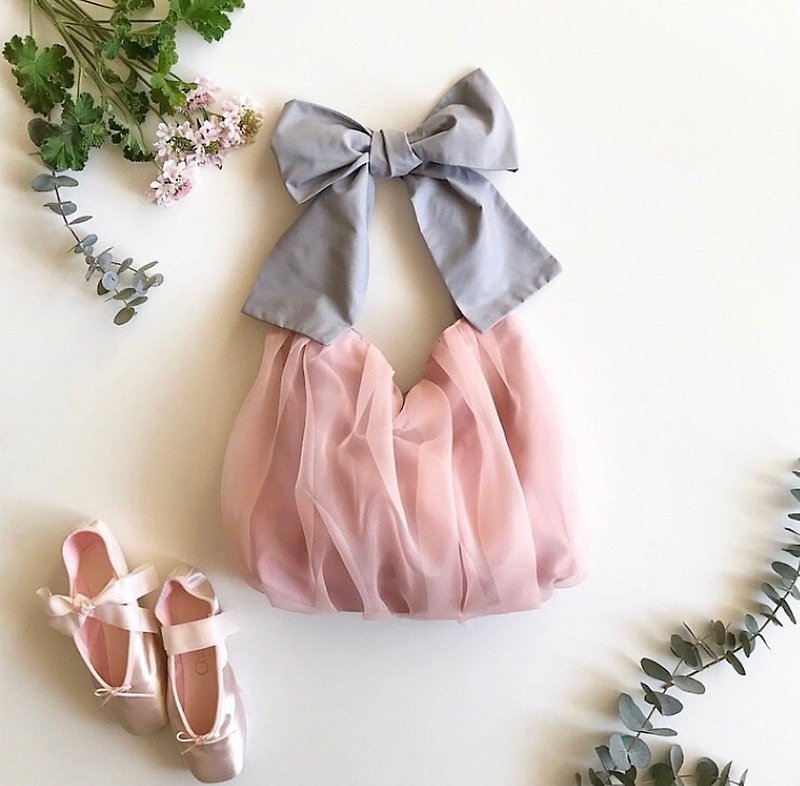 受注生産　3way ribbon tote bag 　sakura pink - 手提包/手提袋 - 其他人造纤维 粉红色