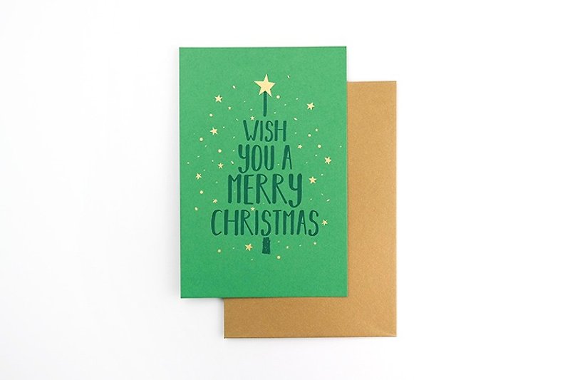 原创圣诞贺卡 翠绿 letterpress复古活版印刷 - 卡片/明信片 - 纸 绿色
