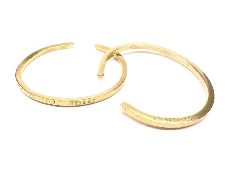 《二毛银》方条黄铜定制敲字手环（女生款）情人节 - 手链/手环 - 其他金属 