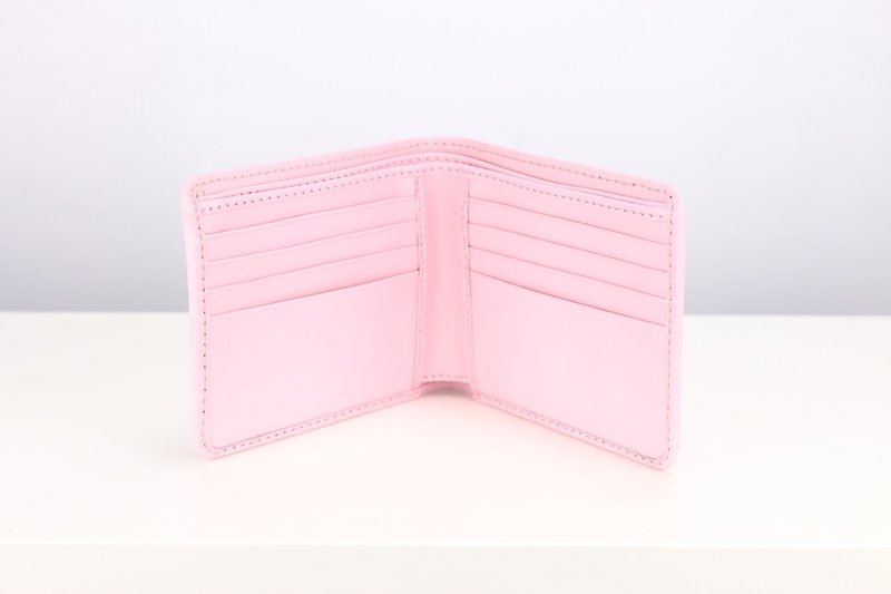 W008 Wallet + Credit card slot - Pink milk - Genuine leather - 皮夹/钱包 - 真皮 粉红色